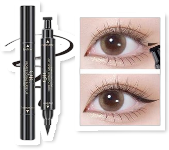 2 in 1번지지 않는 방수 듀얼팁 아이라이너 도장, 블랙, 1개 - 아이섀도